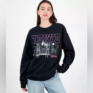 NWT Love Tribe Juniors' Tokyo Skyline Graphic Sweatshirt